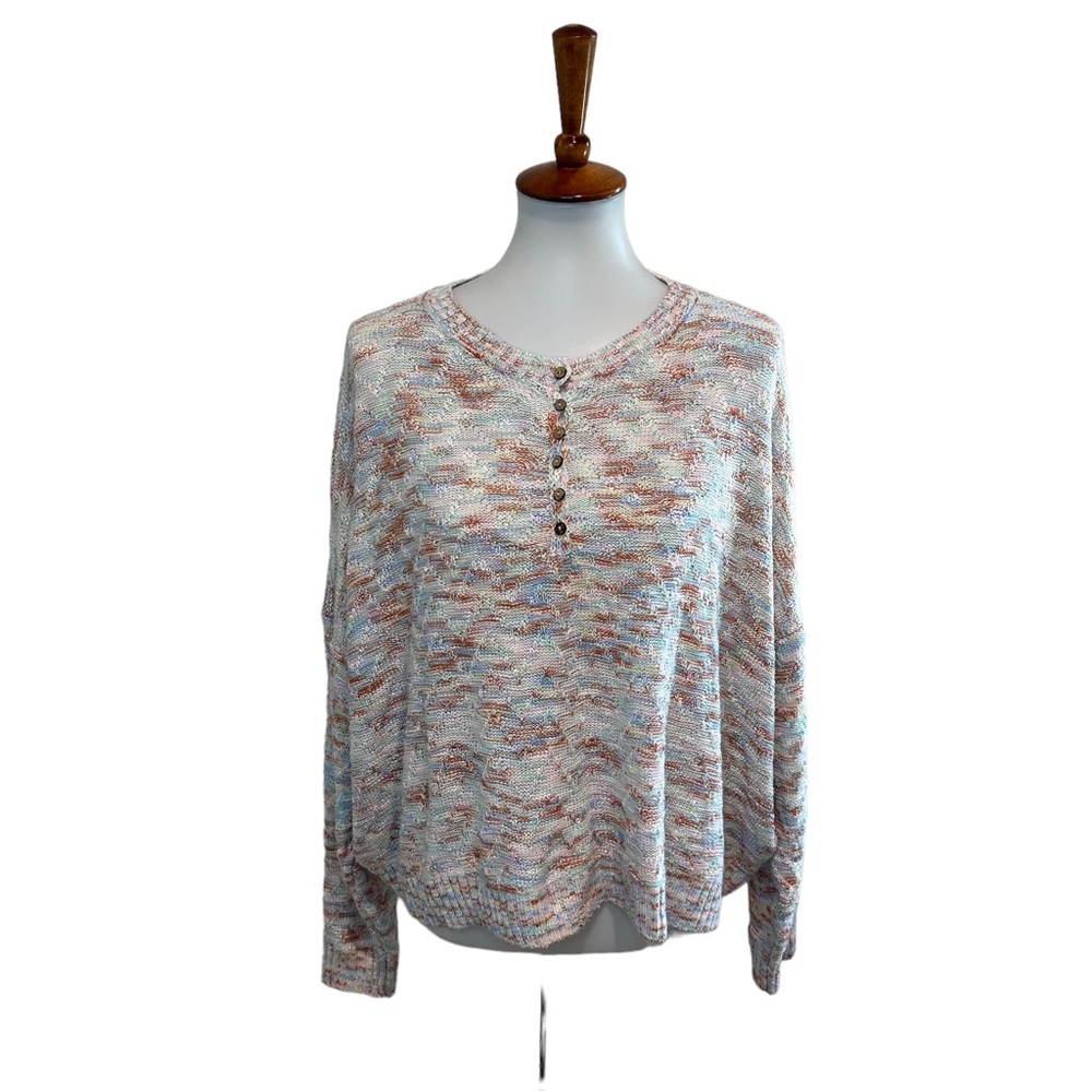 Listicle Sweater Space Dye Pink White Size Large